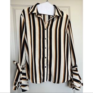 Brown & Black Striped Button Down